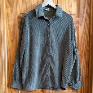 BiBi Women’s Corduroy Button-Down Shirt in Olive